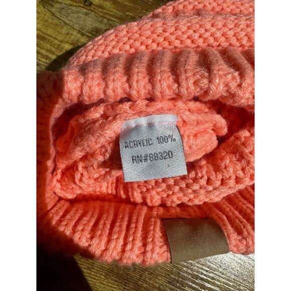 C.C. Trendy Warm Chunky Soft Stretch Cable Knit Beanie Coral Color Unisex - Picture 4 of 5
